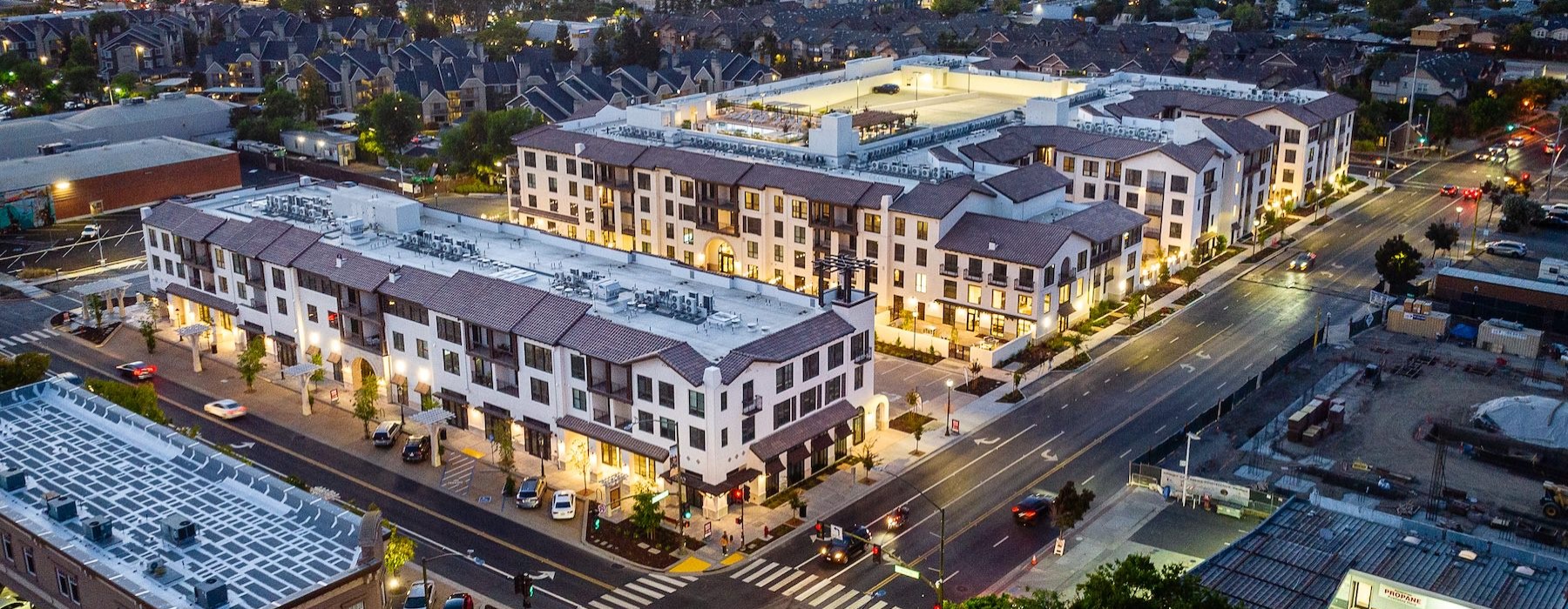 a city with buildings and streets