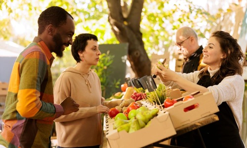 people at a farmers market