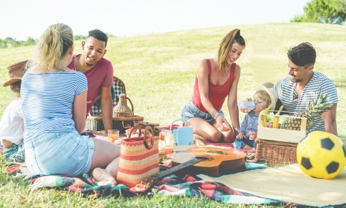 a group of people having a picnic